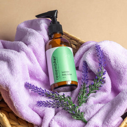 Lavender Body Lotion for Hydration & Deep Moisturization | Natural – Body Lotion by remembher available on Brown Living™. . SKU: LAVBL001. Img 1.