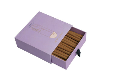 Lavender Dhoop Sticks | 50 Sticks with Reusable Holder – Home Decor on Brown Living™. SKU: LAID008. Img 1.
