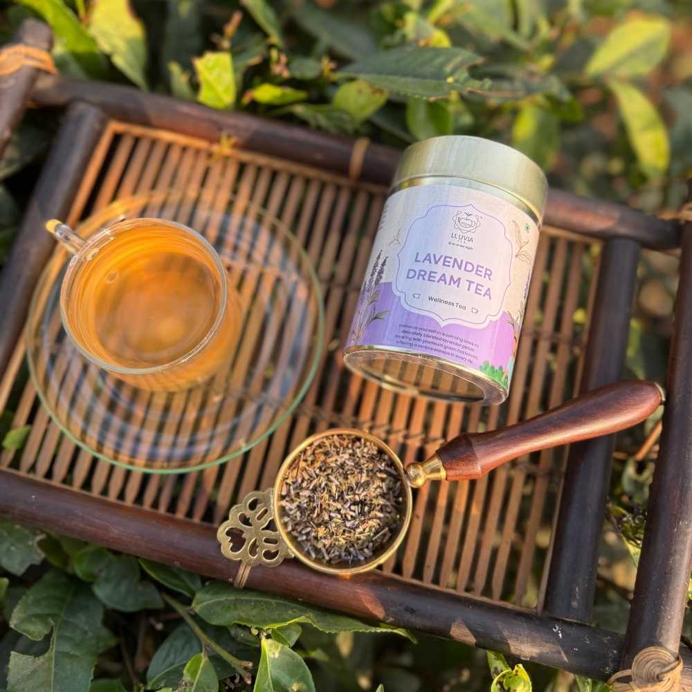 Lavender Dream Green Tea – Relaxation & Stress Relief – 50g – Tea on Brown Living™. SKU: HRTin50New. Img 9.