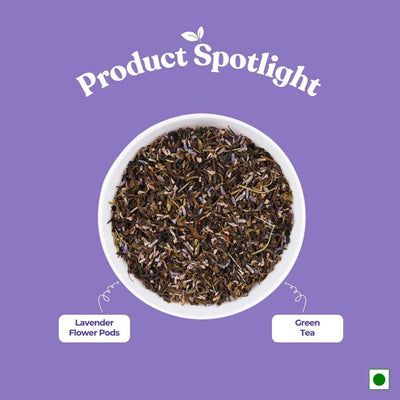 Lavender Dream Green Tea – Relaxation & Stress Relief – 50g – Tea on Brown Living™. SKU: HRTin50New. Img 2.