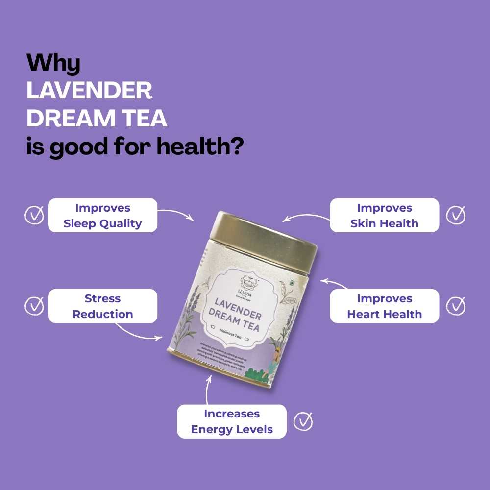 Lavender Dream Green Tea – Relaxation & Stress Relief – 50g – Tea on Brown Living™. SKU: HRTin50New. Img 5.