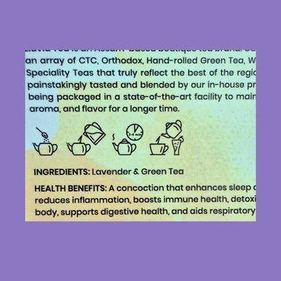 Lavender Dream Green Tea – Relaxation & Stress Relief – 50g – Tea on Brown Living™. SKU: HRTin50New. Img 10.