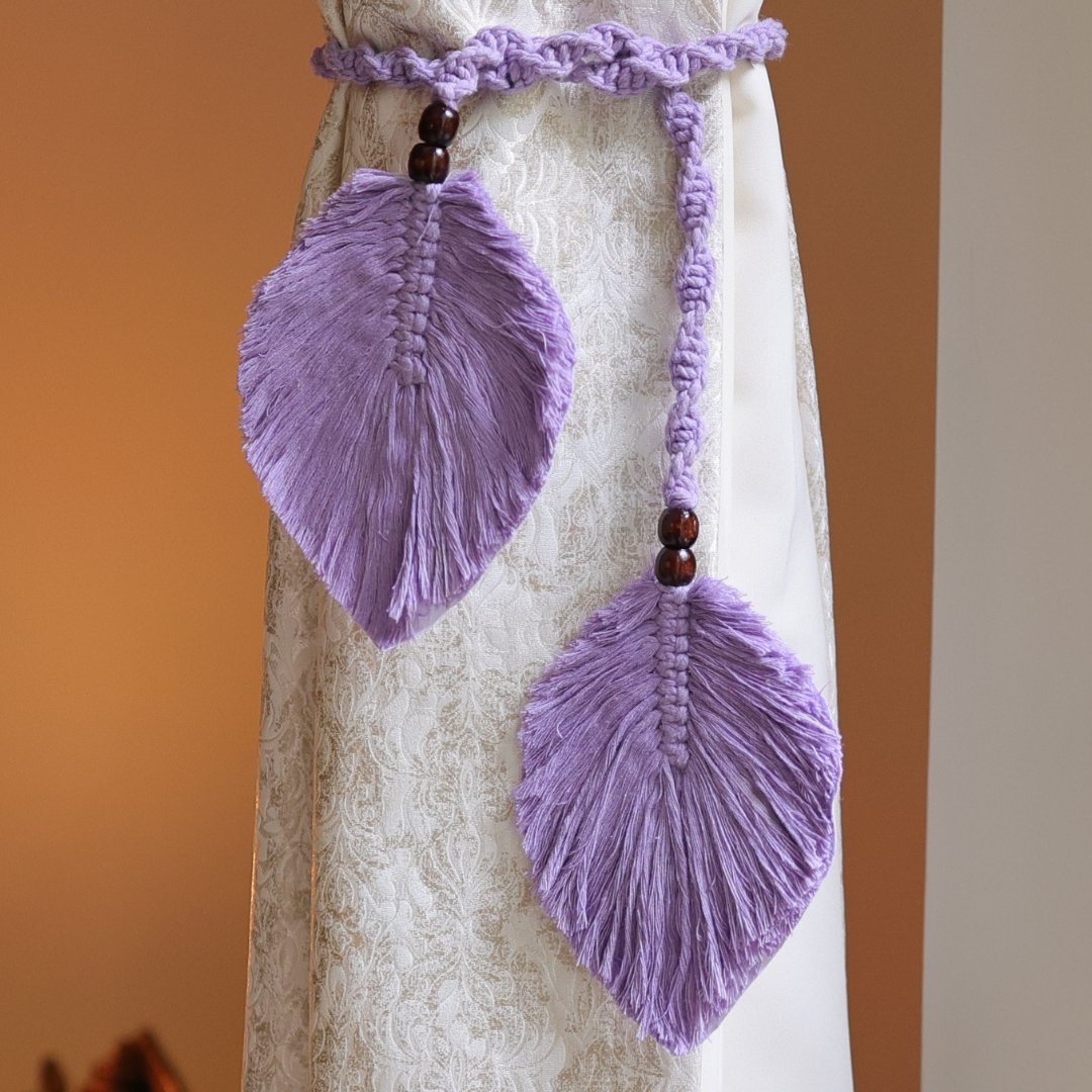 Lavender Macrame Leaf Curtain Ties | Verified Sustainable by Brown Living™