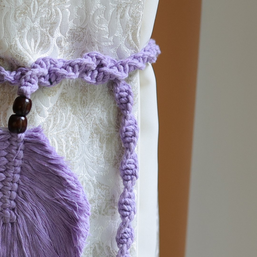 Lavender Macrame Leaf Curtain Ties | Verified Sustainable by Brown Living™