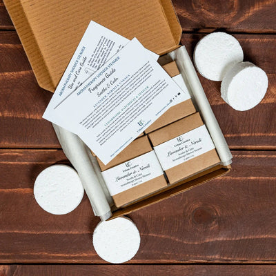 Lavender, Neroli & Geranium Shower Steamers – Calm Set of 4 – Bath Salt on Brown Living™. SKU: SS_4LN_GS. Img 5.