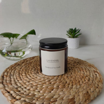 Lavender Scented Soy Wax Candle – Candles & Fragrances on Brown Living™. SKU: BGSC000001. Img 3.