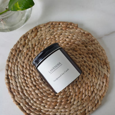 Lavender Scented Soy Wax Candle – Candles & Fragrances on Brown Living™. SKU: BGSC000001. Img 1.