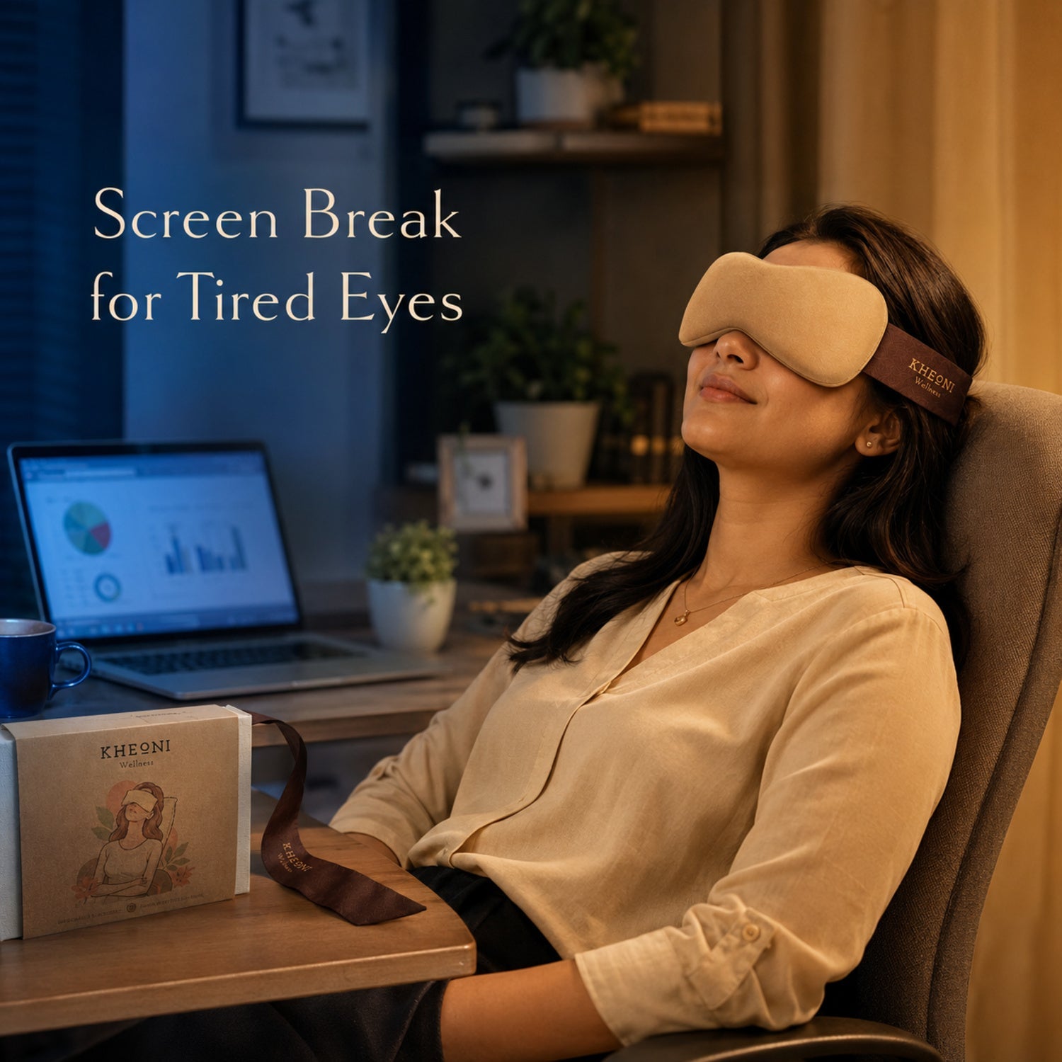 Lavender Sleeping Eye Pillow | Sleep Eye Mask with Flaxseed & Lavender – Eye Pillow on Brown Living™. SKU: KHLEPBL-001. Img 7.