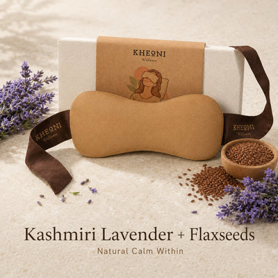 Lavender Sleeping Eye Pillow | Sleep Eye Mask with Flaxseed & Lavender – Eye Pillow on Brown Living™. SKU: KHLEPBL-001. Img 5.