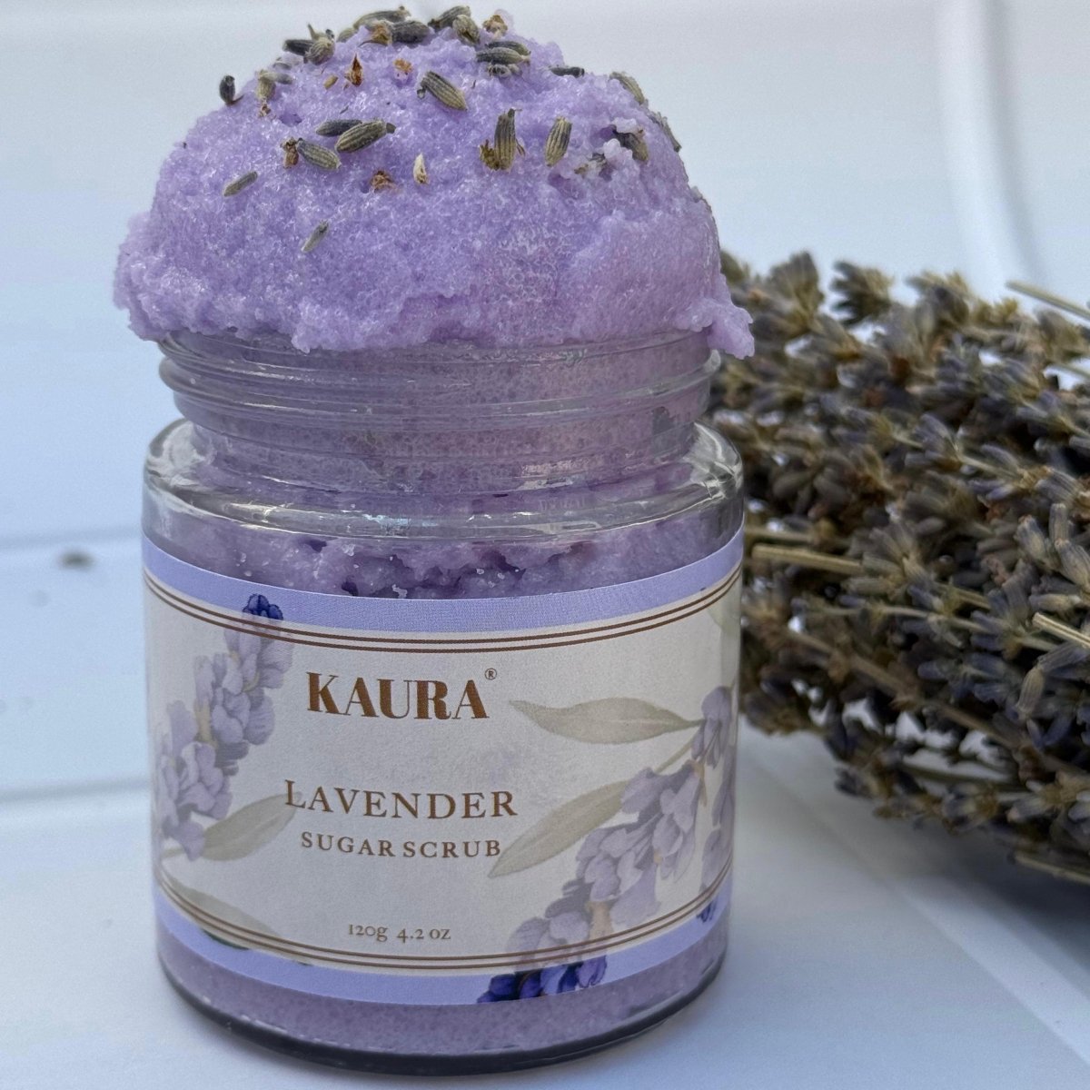 Lavender Sugar Scrub for Relaxing & Smooth Skin | 120g – Body Scrub on Brown Living™. SKU: KI332. Img 8.