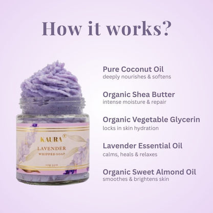 Lavender Whipped Soap for Cleansing Body | 120g – Body Soap by Kaura available on Brown Living™. . SKU: 080 - 02980 - TSK021. Img 4.