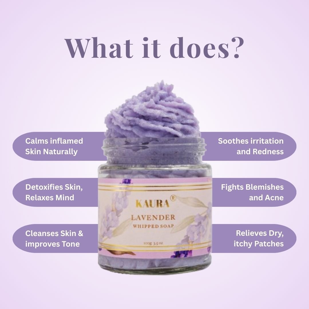 Lavender Whipped Soap for Cleansing Body | 120g – Body Soap by Kaura available on Brown Living™. . SKU: 080 - 02980 - TSK021. Img 2.