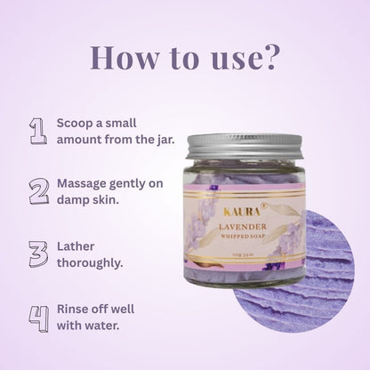 Lavender Whipped Soap for Cleansing Body | 120g – Body Soap by Kaura available on Brown Living™. . SKU: 080 - 02980 - TSK021. Img 5.
