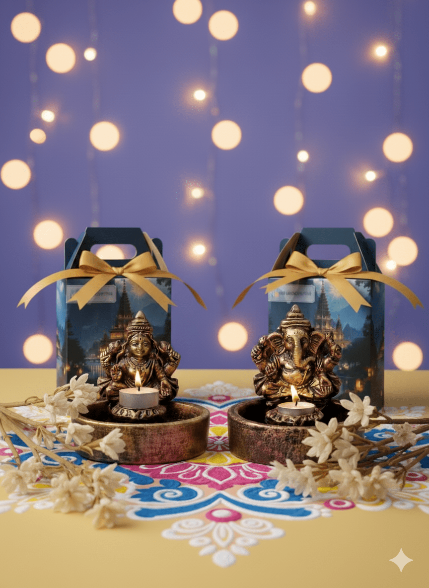 Laxmi Ganesha Bowl Diya - Diwali Decoration & Festival Lighting – Home Decor on Brown Living™. SKU: D65. Img 1.