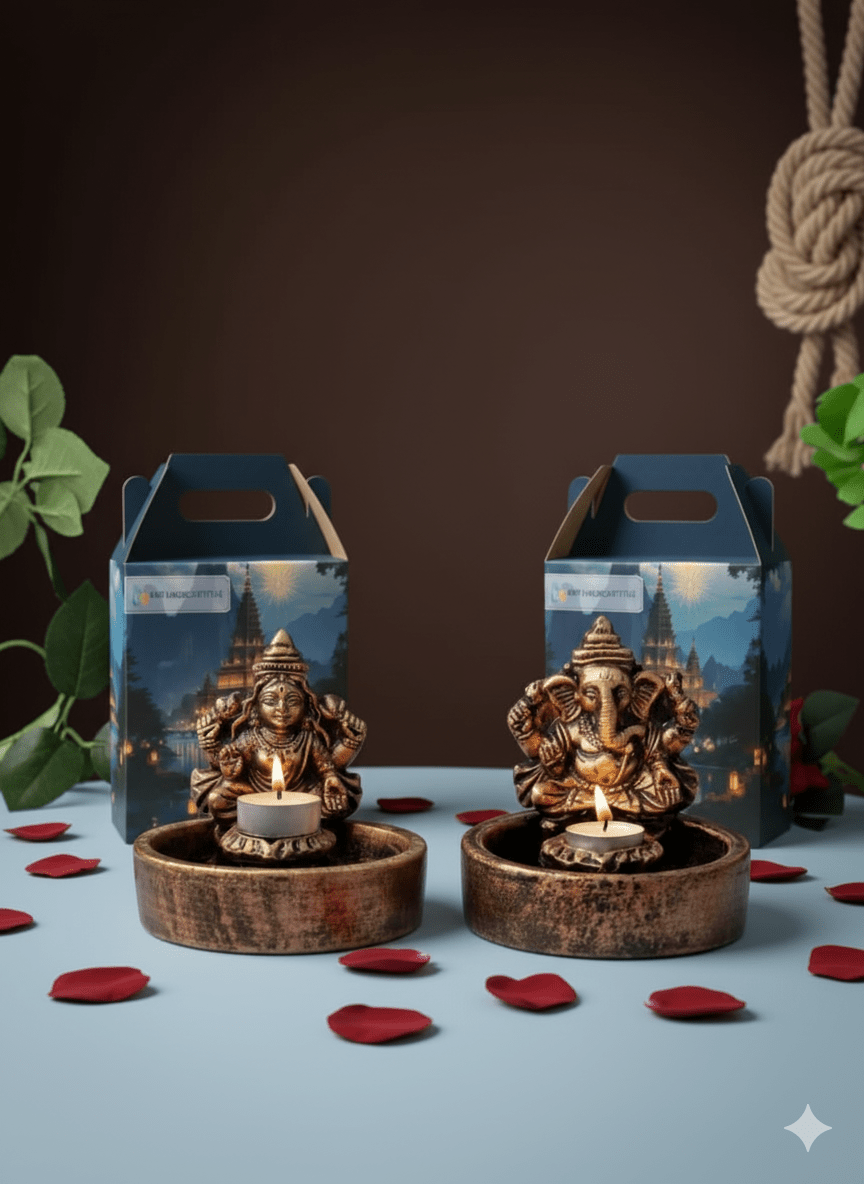 Laxmi Ganesha Bowl Diya - Diwali Decoration & Festival Lighting – Home Decor on Brown Living™. SKU: D65. Img 4.