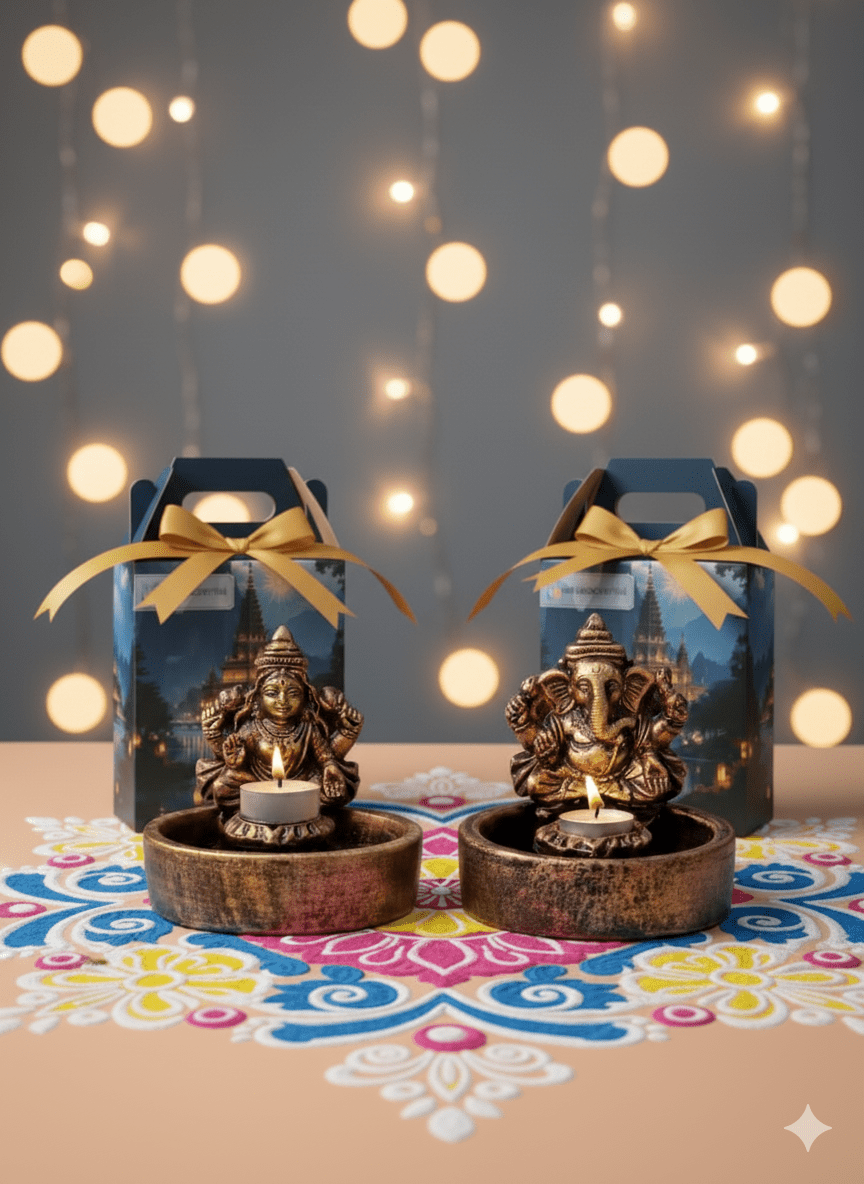 Laxmi Ganesha Bowl Diya - Diwali Decoration & Festival Lighting – Home Decor on Brown Living™. SKU: D65. Img 3.