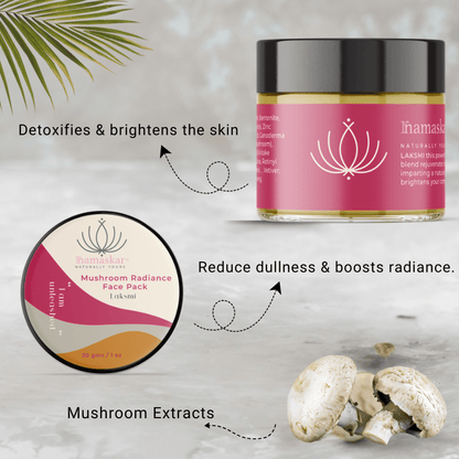 Laxmi | Mushroom Radiance Face Pack - 50gm – Face Pack on Brown Living™. SKU: NMLF-01nN_Packof50. Img 2.