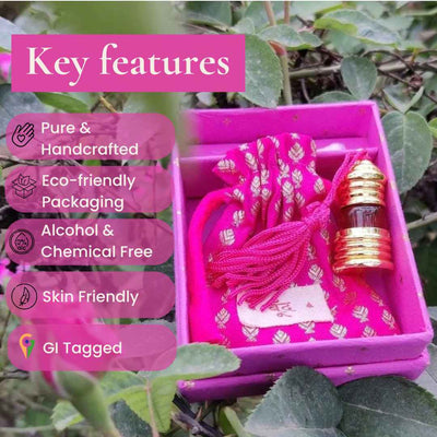 गुलाबी | Gulabi Natural Perfume Oil (Indian Rose Attar) – Essential Oils on Brown Living™. SKU: BF04b. Img 4.