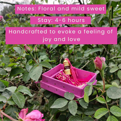 गुलाबी | Gulabi Natural Perfume Oil (Indian Rose Attar) – Essential Oils on Brown Living™. SKU: BF04b. Img 10.