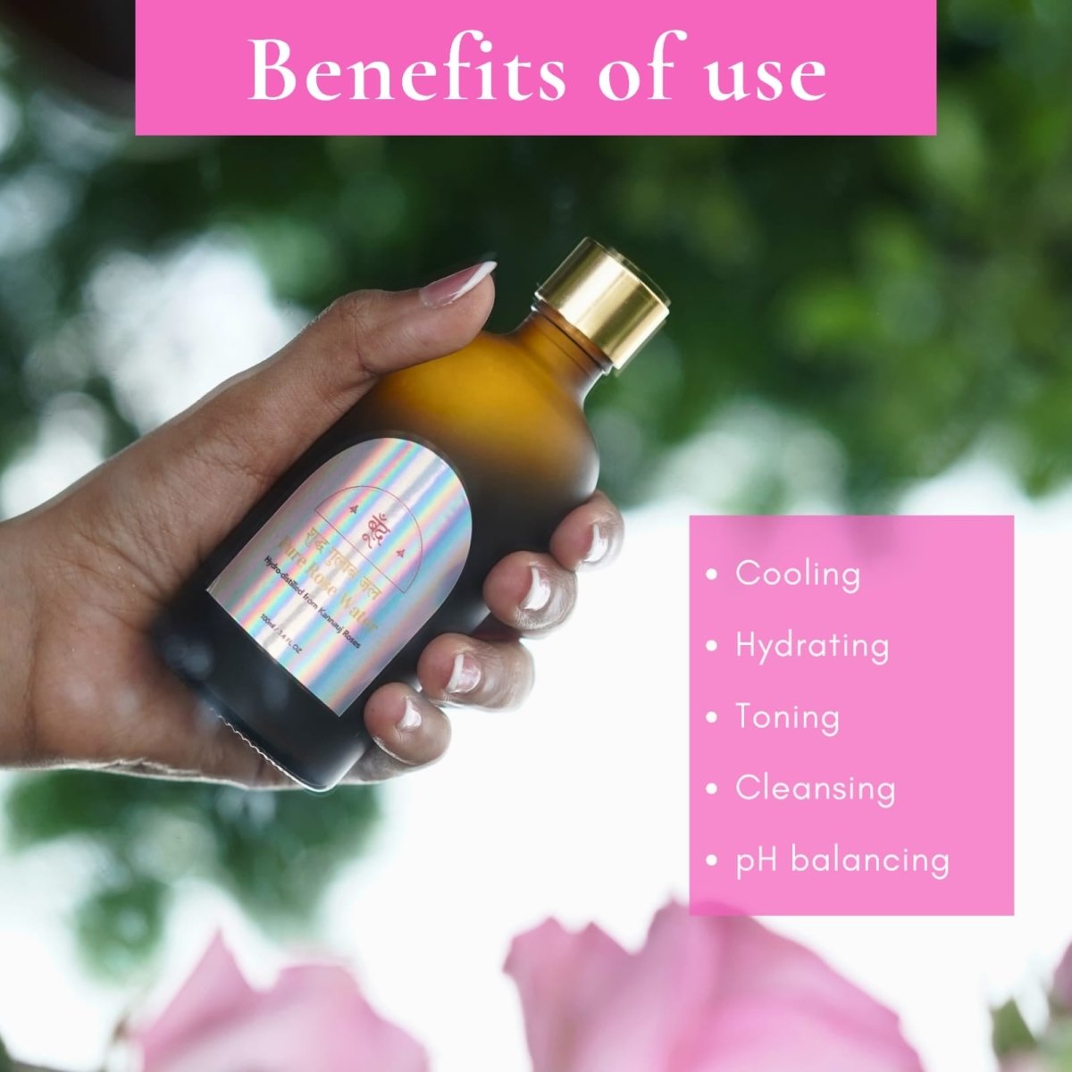 शुद्ध गुलाब जल | Pure Rose Water – Face Toner by Boond Fragrances available on Brown Living™. . SKU: BFGJ. Img 6.