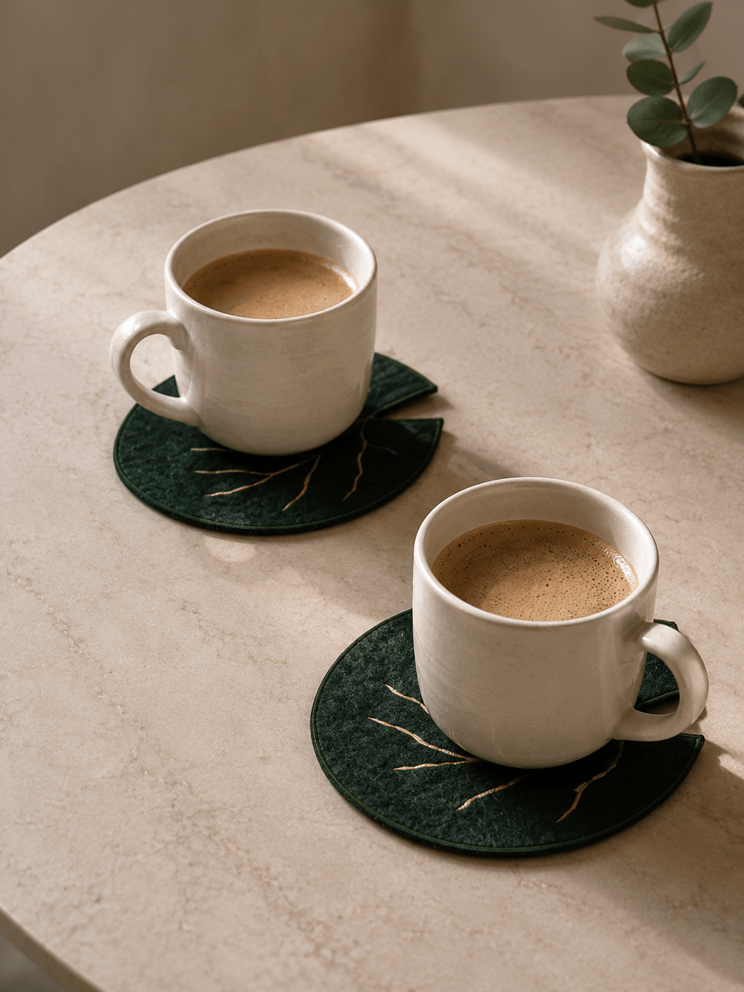 Leaf Fabric Coasters Set Of 4 | Eco Friendly Tableware Accent – Coasters on Brown Living™. SKU: CA02. Img 4.