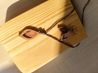 Leaf Imprint Wooden Jewellery Set – Womens Accessories on Brown Living™. SKU: WJ07. Img 7.