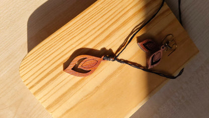 Leaf Imprint Wooden Jewellery Set – Womens Accessories on Brown Living™. SKU: WJ07. Img 5.