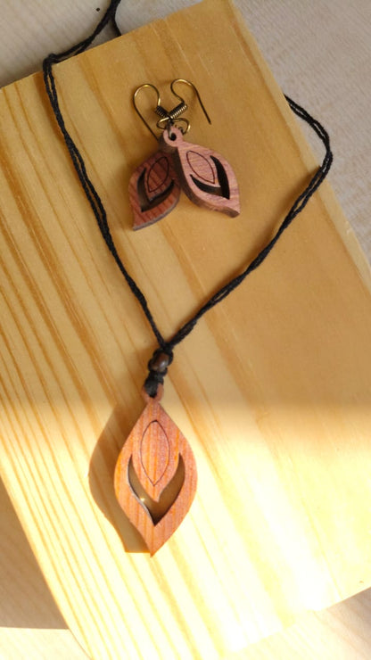 Leaf Imprint Wooden Jewellery Set – Womens Accessories on Brown Living™. SKU: WJ07. Img 9.