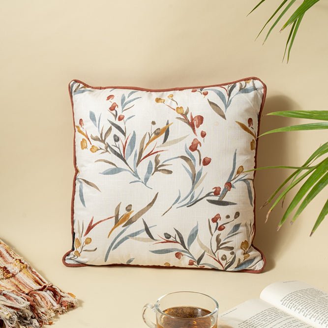 Leaf Pattern Printed Cushion Cover - Multi 45 X 45 Cm | Verified Sustainable by Brown Living™