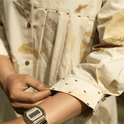 Leaffall Asymmetry Eco - Printed Dress for Women – Womens Dress on Brown Living™. SKU: AAYU-00181. Img 3.