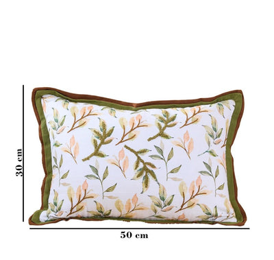 Leafy Shades Nature Charm Cushion | Botanical Decorative Accent Cushio – Pillow on Brown Living™. SKU: TEE-25720. Img 2.