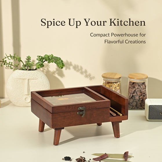 Legged Wooden Spice Box | Verified Sustainable by Brown Living™