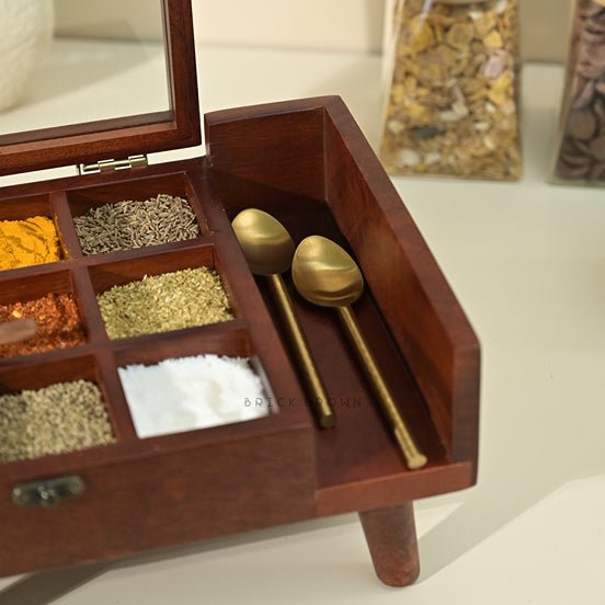 Legged Wooden Spice Box | Verified Sustainable by Brown Living™