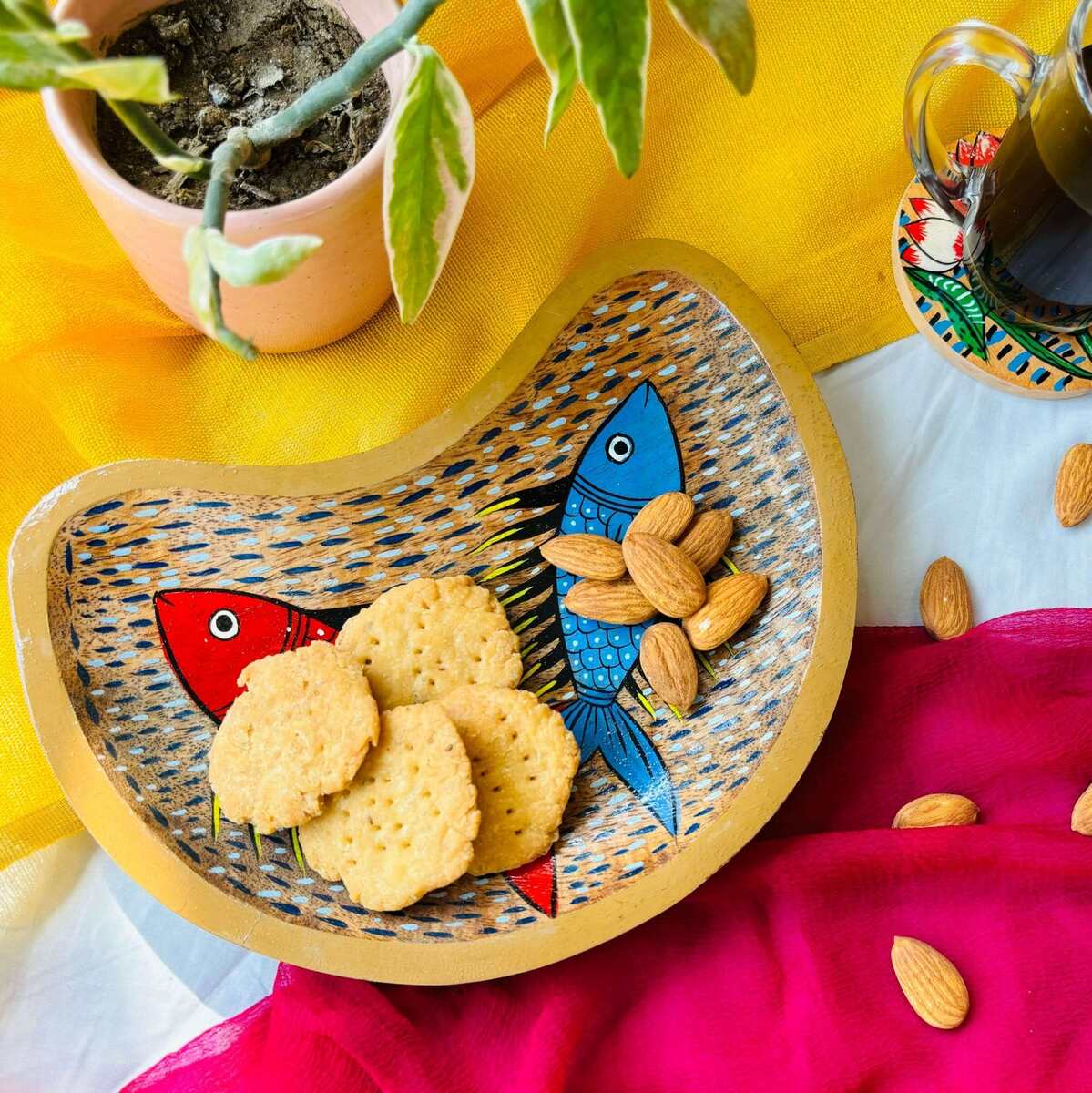 Leher Hamper - Handcrafted Dhara Platter and Tarang Coaster Set | Verified Sustainable by Brown Living™