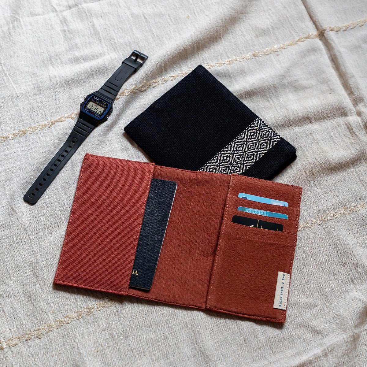 Leher Hand - Woven Passport Holder – Passport Wallet on Brown Living™. SKU: S24WLEHERPASS217-CB. Img 1.