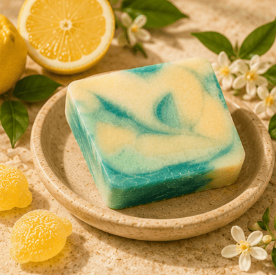 Lemon Sherbet Handmade Soap | Lemon & Lime Natural Bath Soap – Body Soap on Brown Living™. SKU: SN-CP-LS-120. Img 4.
