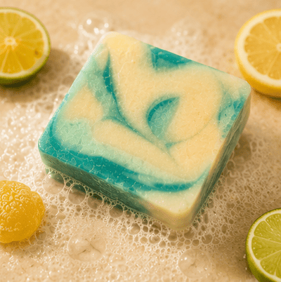 Lemon Sherbet Handmade Soap | Lemon & Lime Natural Bath Soap – Body Soap on Brown Living™. SKU: SN-CP-LS-120. Img 5.