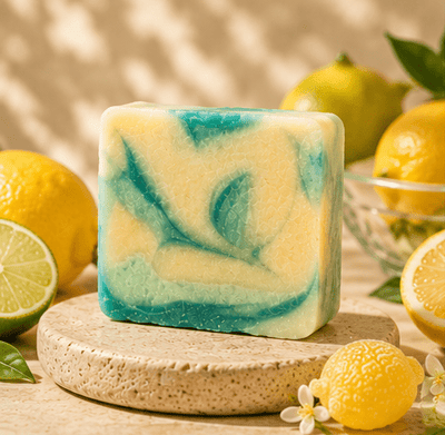 Lemon Sherbet Handmade Soap | Lemon & Lime Natural Bath Soap – Body Soap on Brown Living™. SKU: SN-CP-LS-120. Img 1.