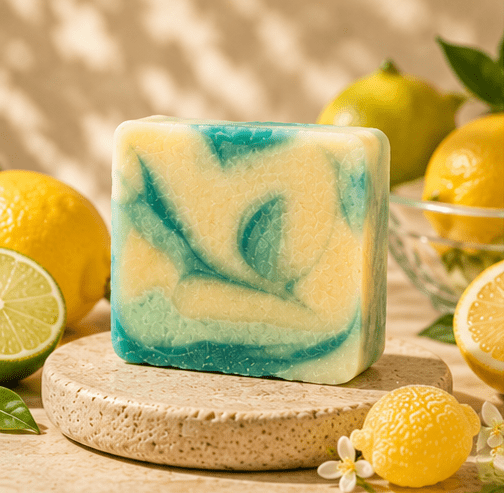 Lemon Sherbet Handmade Soap | Lemon & Lime Natural Bath Soap – Body Soap on Brown Living™. SKU: SN-CP-LS-120. Img 1.