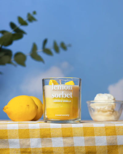 Lemon Sorbet Soy Wax Candle | Refreshing Citrus Scent – Candles & Fragrances on Brown Living™. SKU: MS-CND-0004-JAR. Img 1.