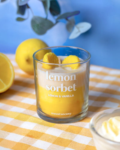 Lemon Sorbet Soy Wax Candle | Refreshing Citrus Scent – Candles & Fragrances on Brown Living™. SKU: MS-CND-0004-JAR. Img 2.