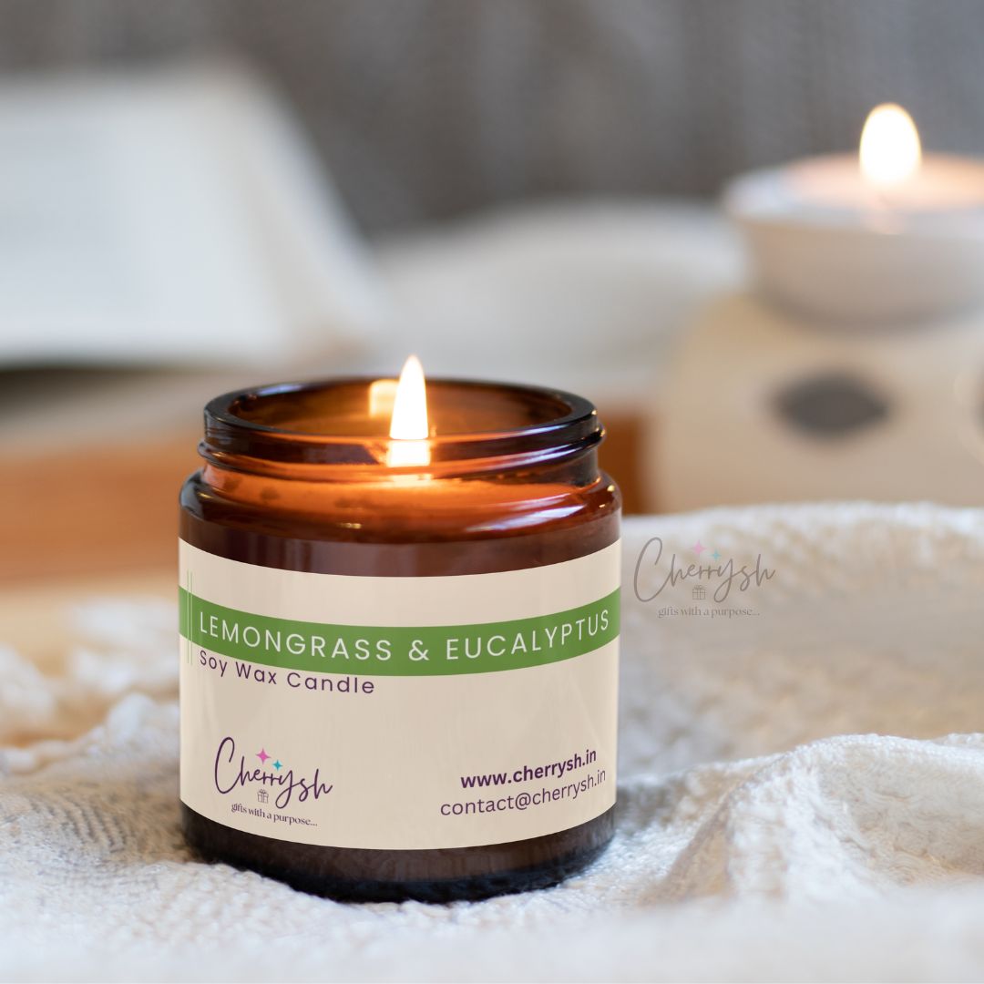 Lemongrass Eucalyptus Jar Candle | Fresh Scented Soy Wax Candle – Candles & Fragrances on Brown Living™. SKU: CH-JR-1193. Img 1.