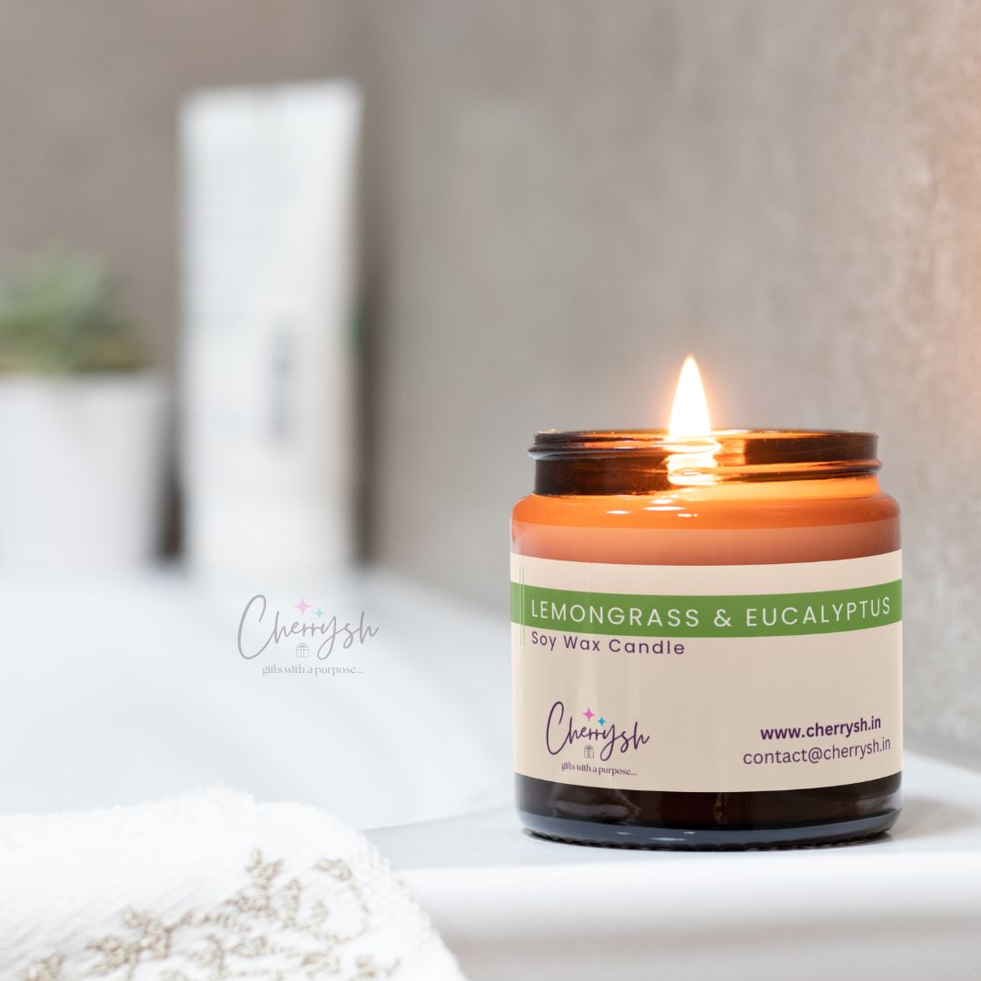 Lemongrass Eucalyptus Jar Candle | Fresh Scented Soy Wax Candle – Candles & Fragrances on Brown Living™. SKU: CH-JR-1193. Img 2.