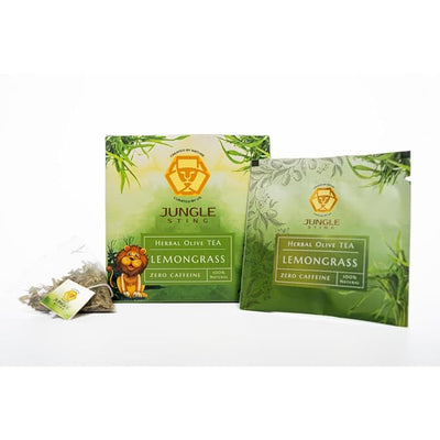Lemongrass Olive Tea | Refreshing Herbal Olive Leaf Infusion – Pyramid Tea Bags on Brown Living™. SKU: JS_OLIVE_LEMONGRASS. Img 2.
