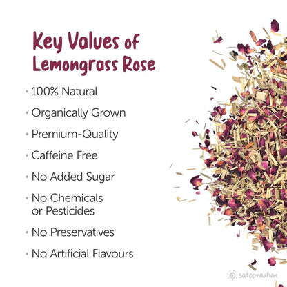 Organic Lemongrass Rose Tea - 50g - Naturally Shade Dried Mix | Verified Sustainable by Brown Living™