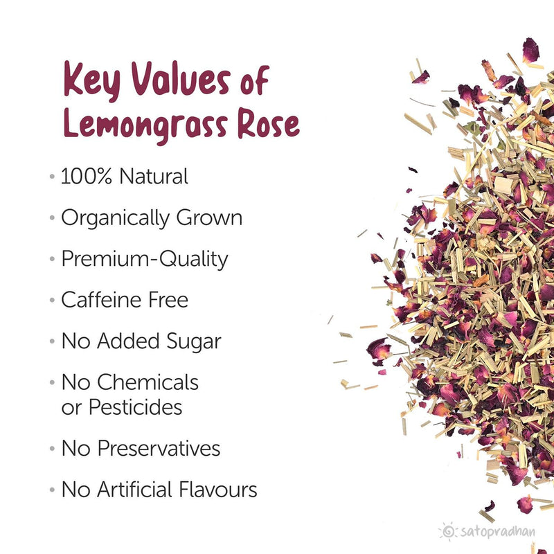 Organic Lemongrass Rose Tea- 50g- Naturally Shade Dried Mix