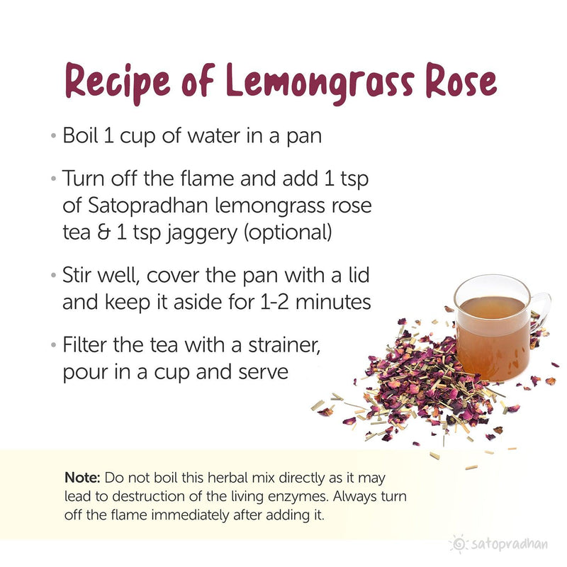 Organic Lemongrass Rose Tea- 50g- Naturally Shade Dried Mix