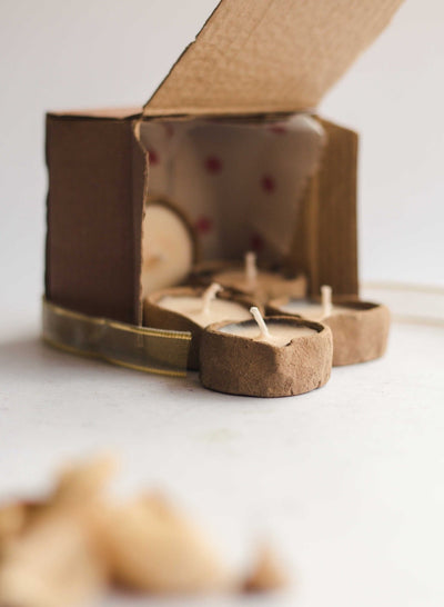 Lemongrass Scented Soy Wax Cowdung Diyas - Set of 5 – Candles & Fragrances on Brown Living™. SKU: SN12124. Img 16.