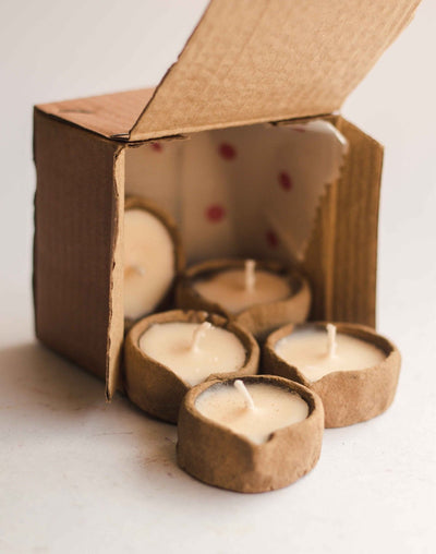 Lemongrass Scented Soy Wax Cowdung Diyas - Set of 5 – Candles & Fragrances on Brown Living™. SKU: SN12124. Img 6.