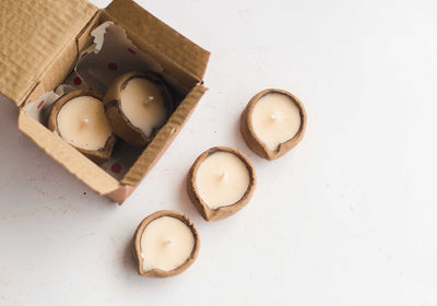 Lemongrass Scented Soy Wax Cowdung Diyas - Set of 5 – Candles & Fragrances on Brown Living™. SKU: SN12124. Img 12.